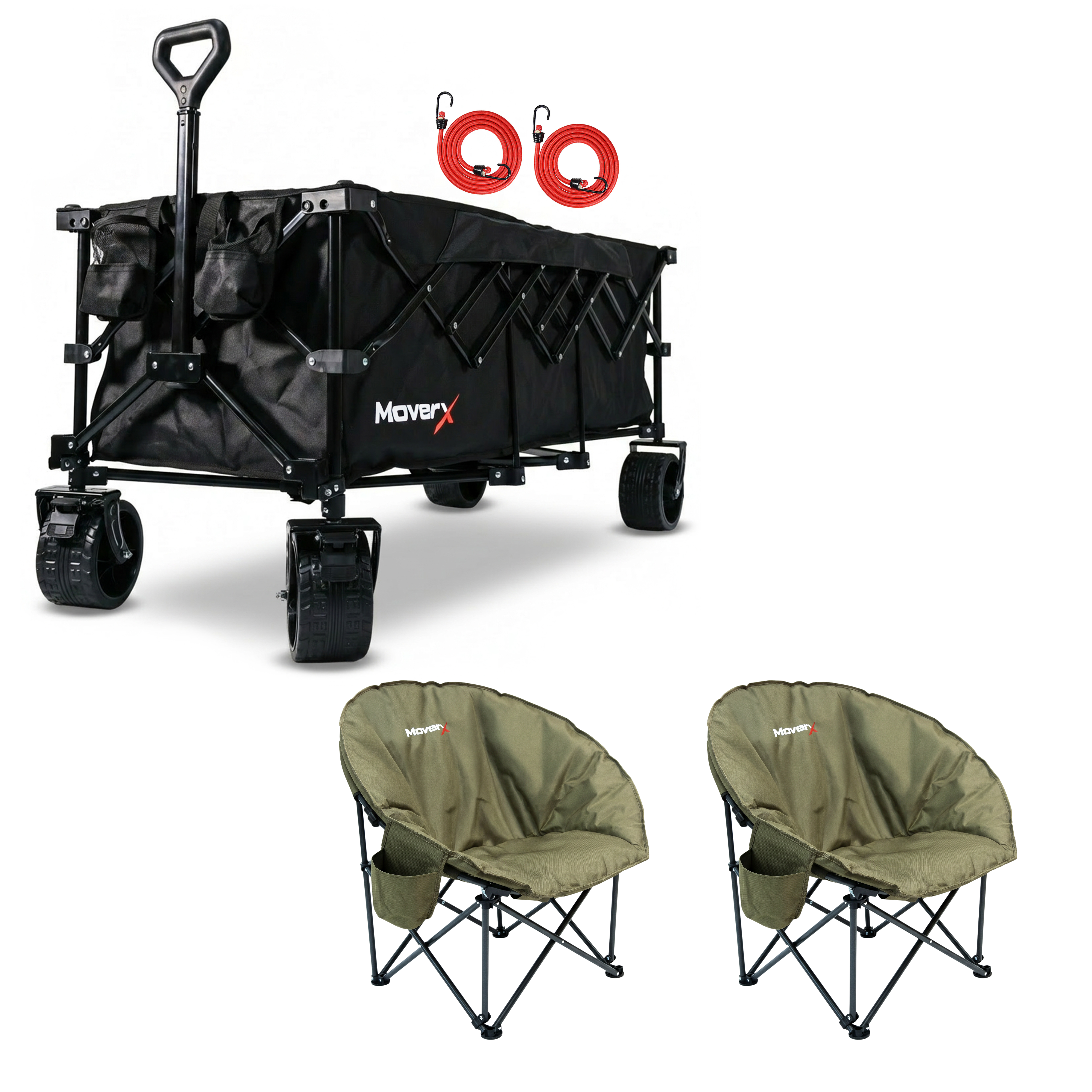 300L Trolley & 2 Khaki Moon Camping Chairs Bundle