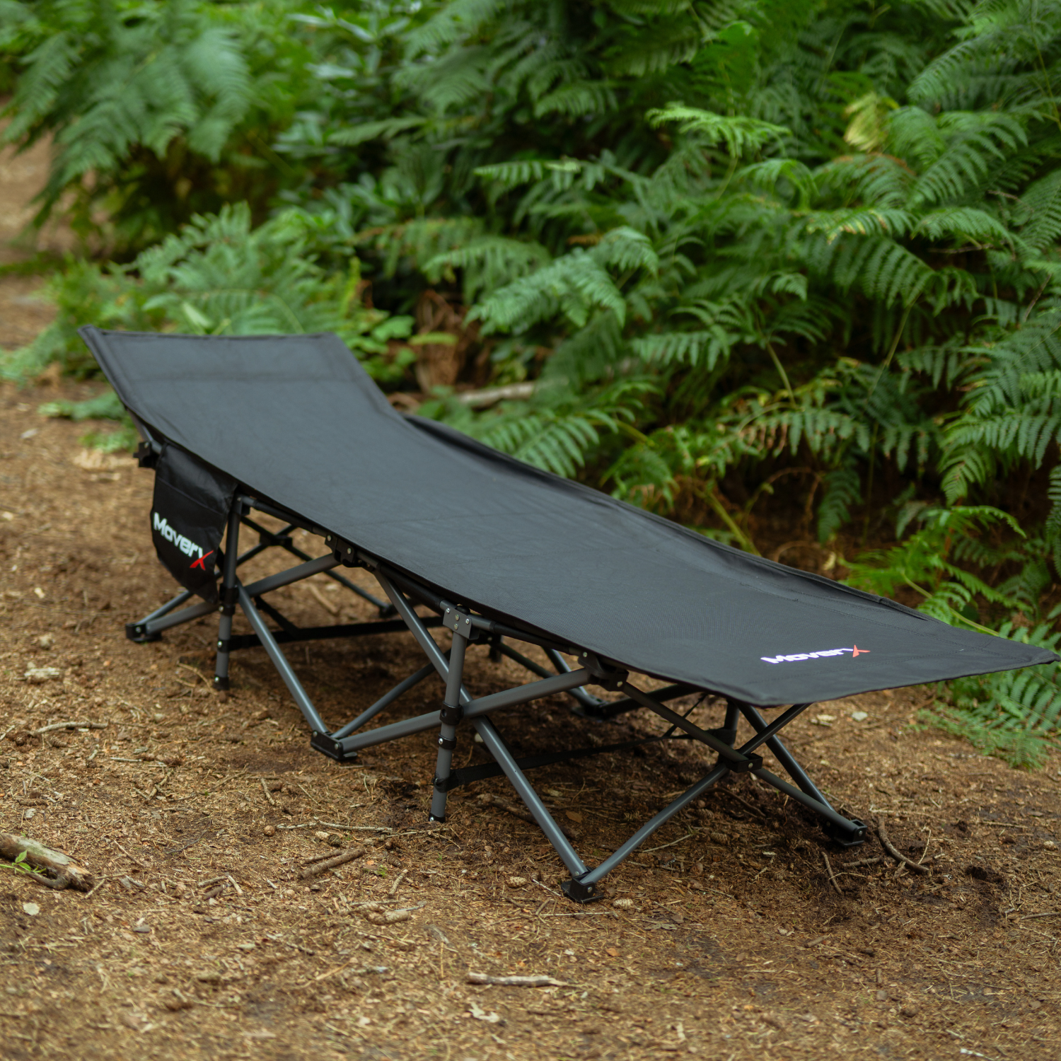 MoverX Folding Camping Bed with Mattress, Black