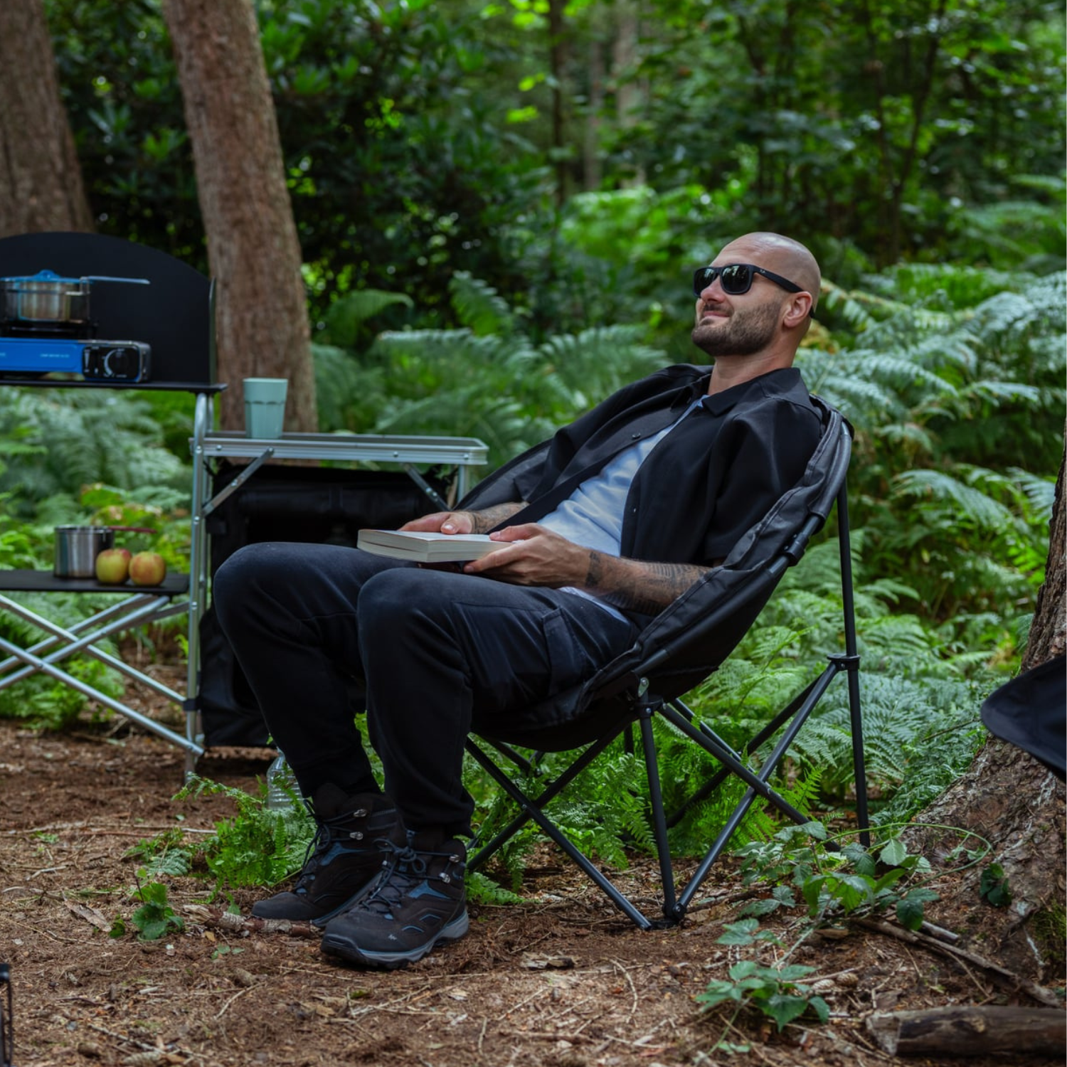 MoverX Lightweight Moon Camping Chair, Padded Armchair with Pocket