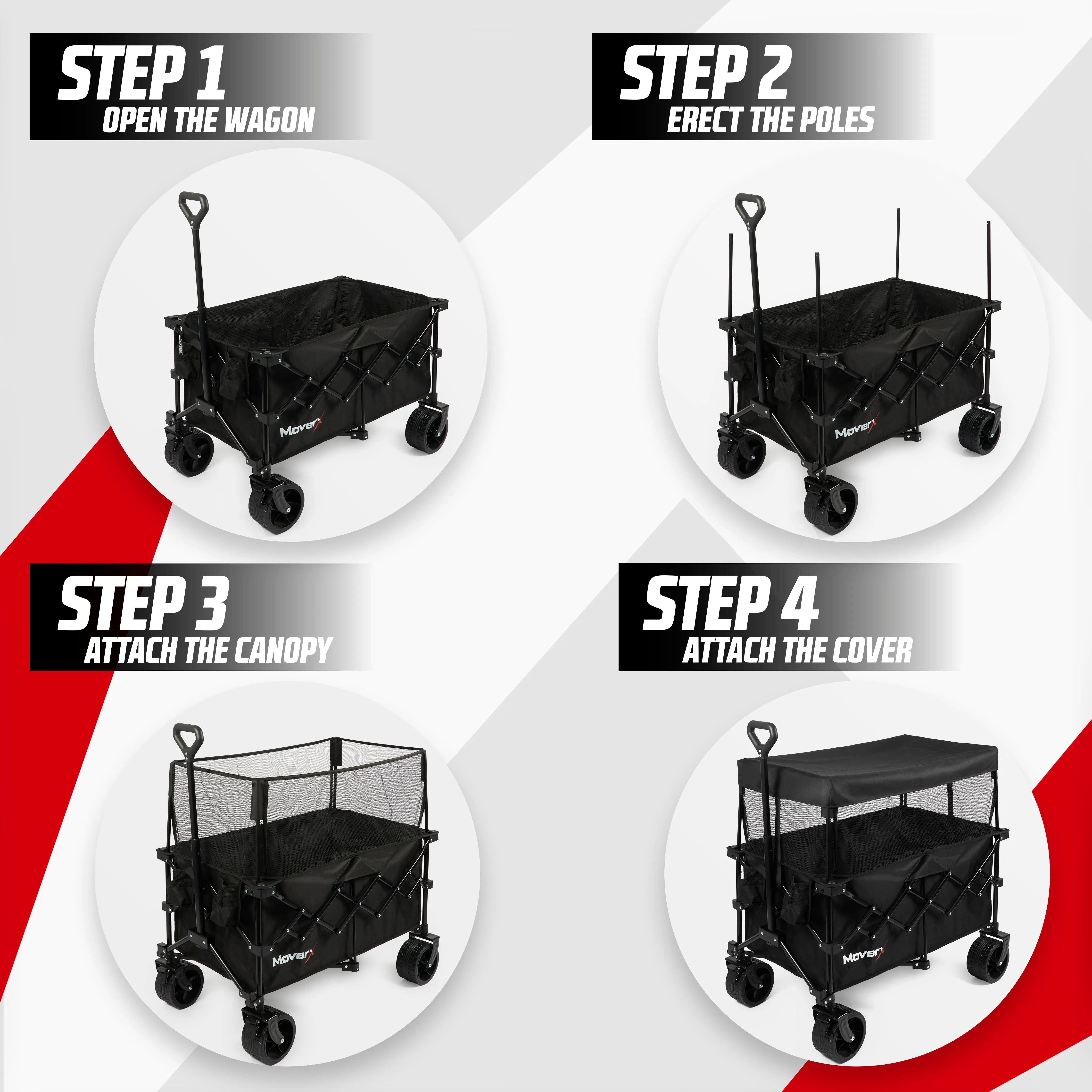 MoverX 200L Folding Festival Wagon With Canopy
