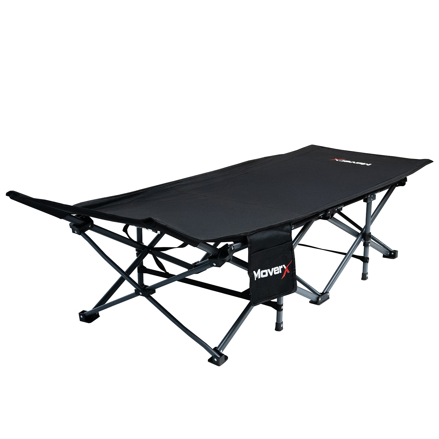 MoverX Folding Camping Bed with Mattress, Black
