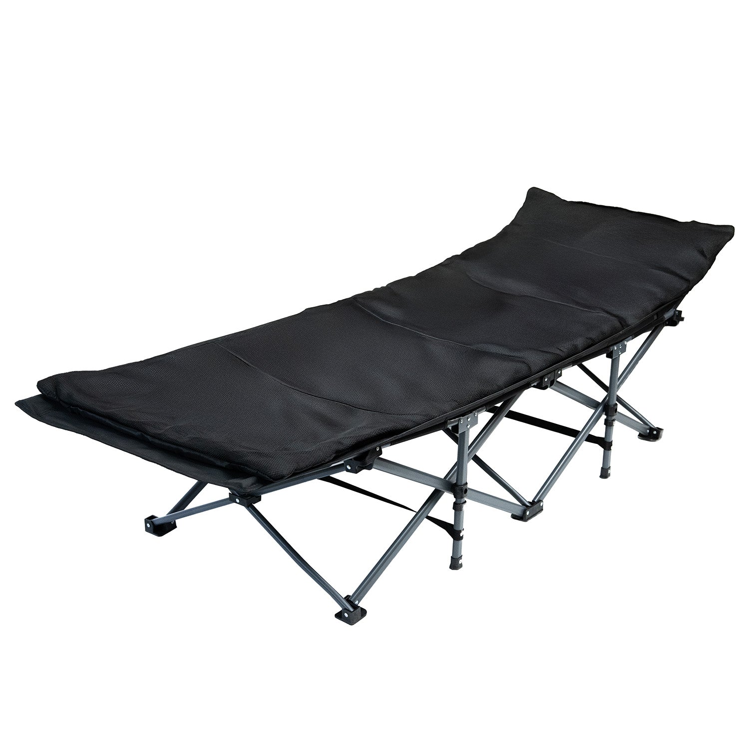 MoverX Folding Camping Bed with Mattress, Black
