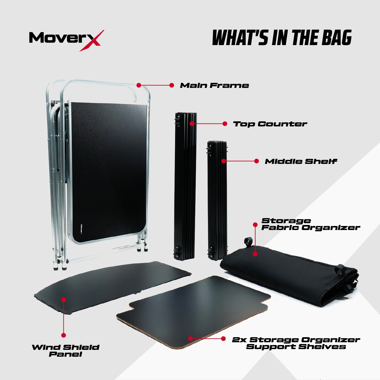 MoverX Portable Camping Kitchen Unit with Aluminium Frame