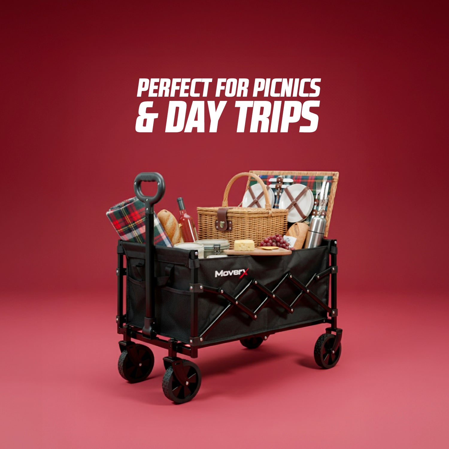 MoverX 70L Folding Camping Trolley Festival Wagon