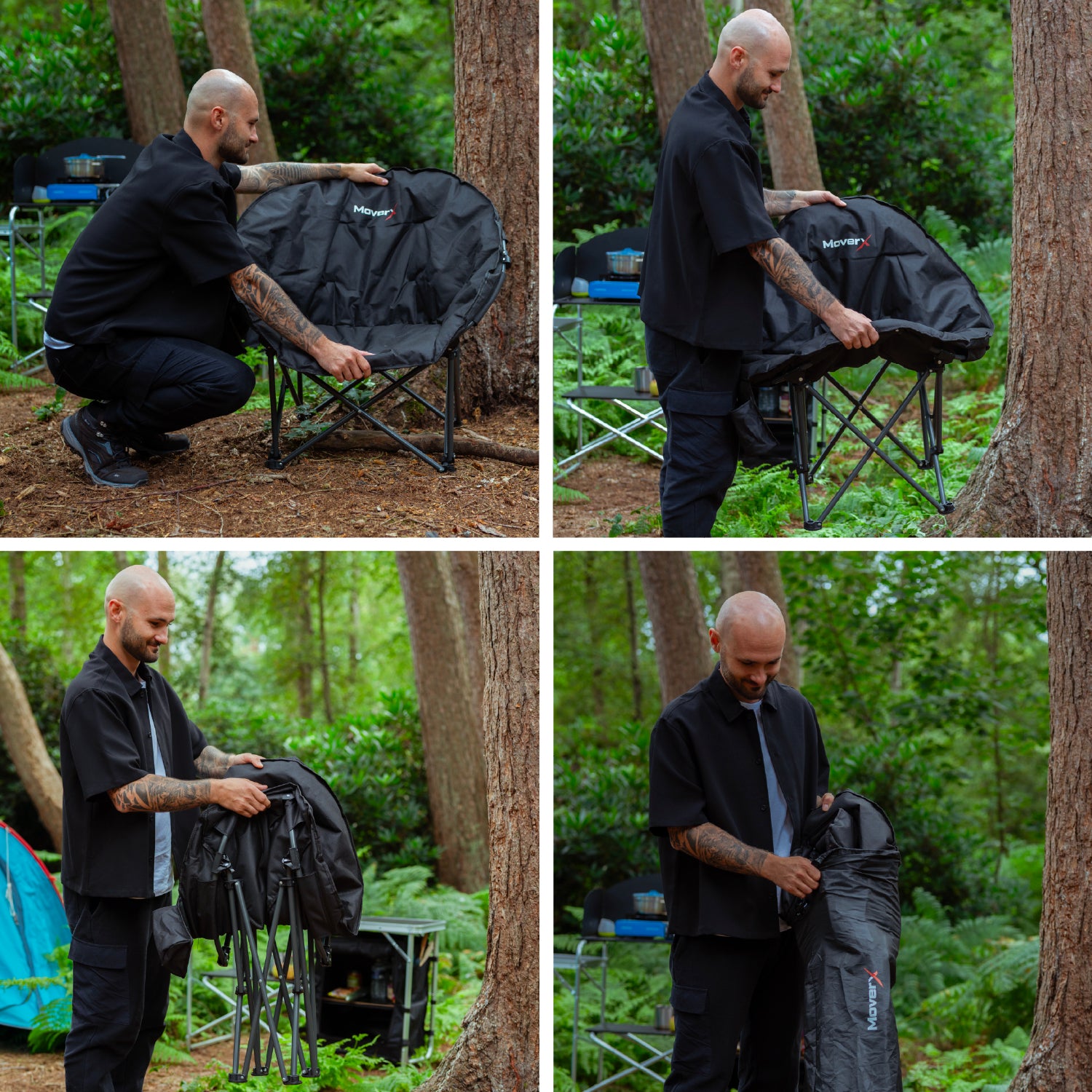 MoverX Lightweight Moon Camping Chair, Padded Armchair with Pocket