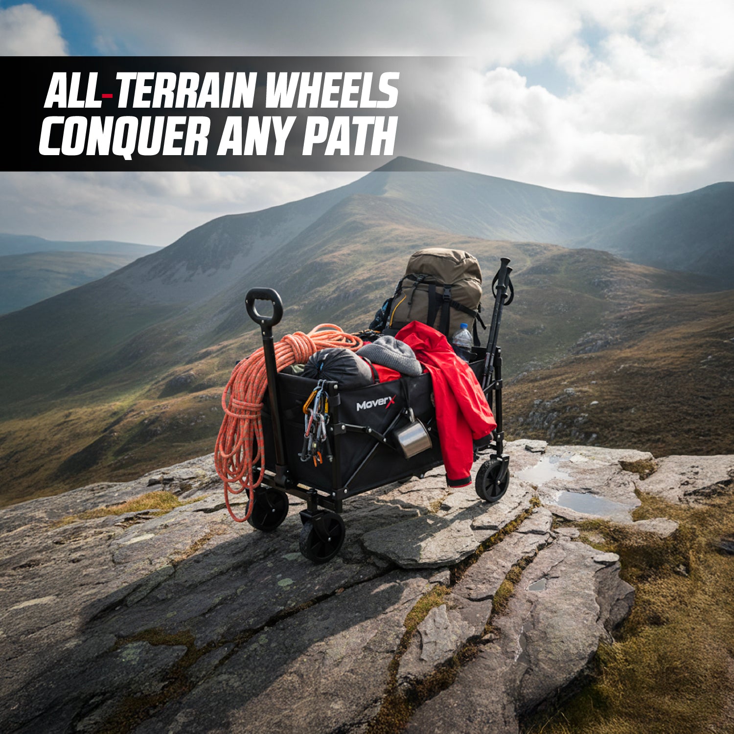 MoverX 70L Folding Camping Trolley Festival Wagon