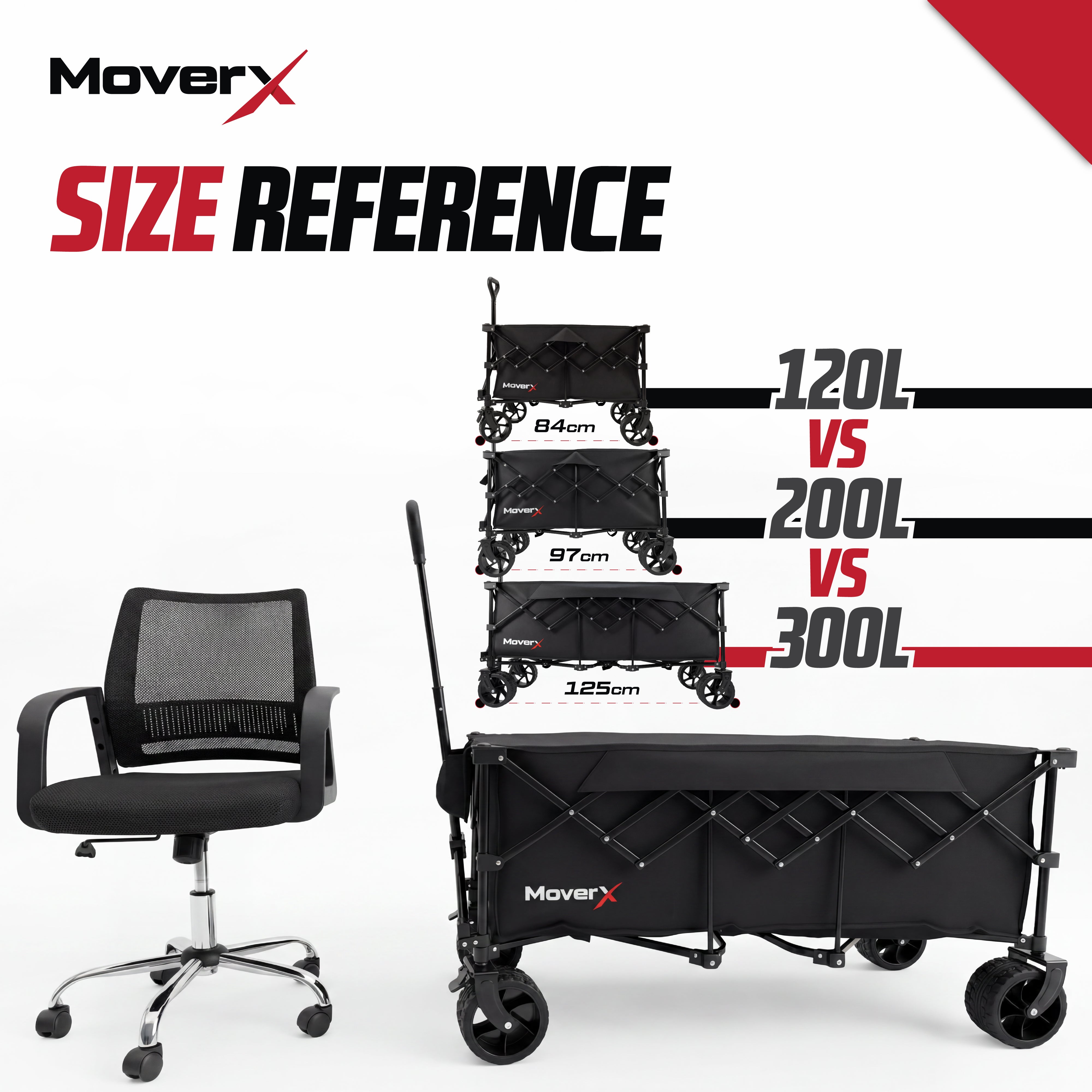 MoverX 300L/180kg Folding Camping Trolley