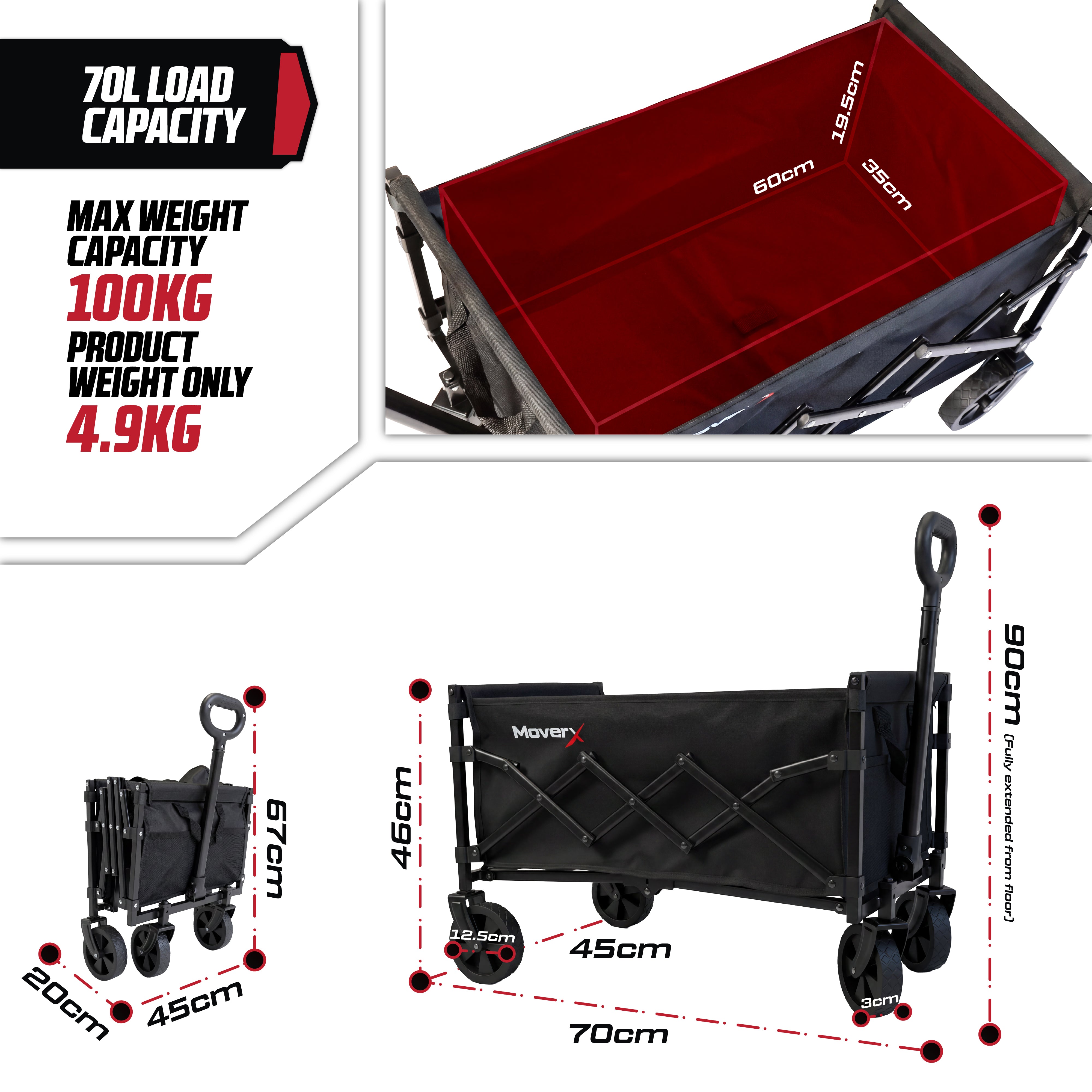 MoverX 70L/100kg Folding Camping Trolley