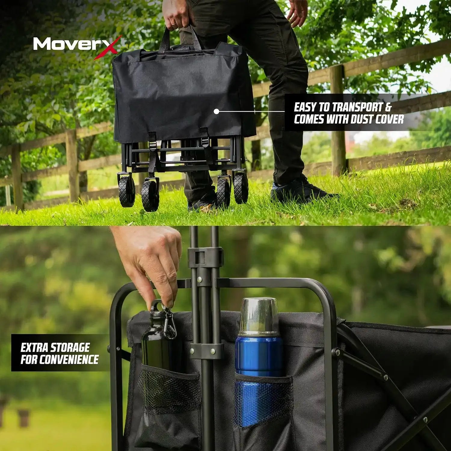 MoverX 70L Folding Camping Trolley Festival Wagon - MoverX