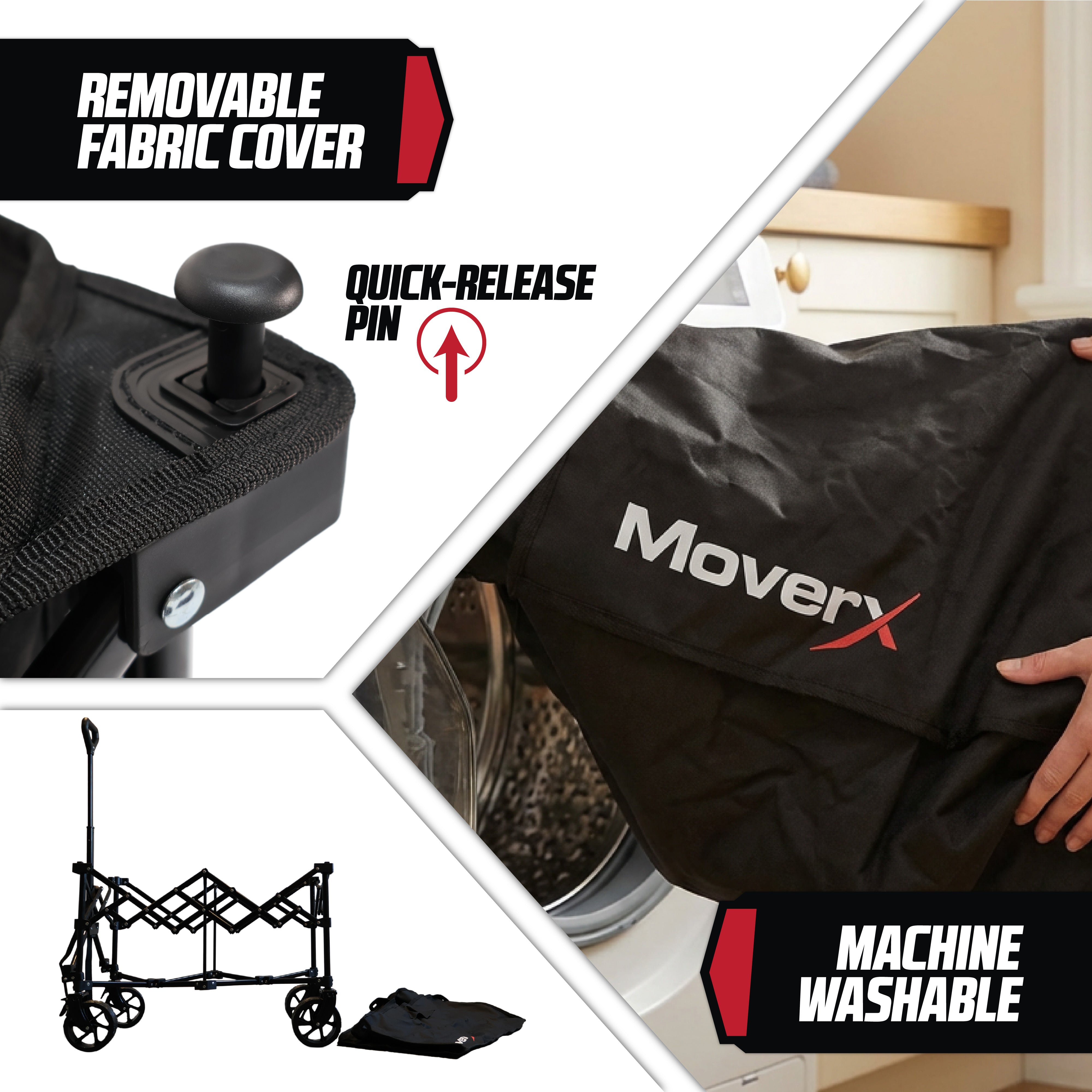 MoverX Festival Wagon Folding Trolley - Black Tabletop Edition