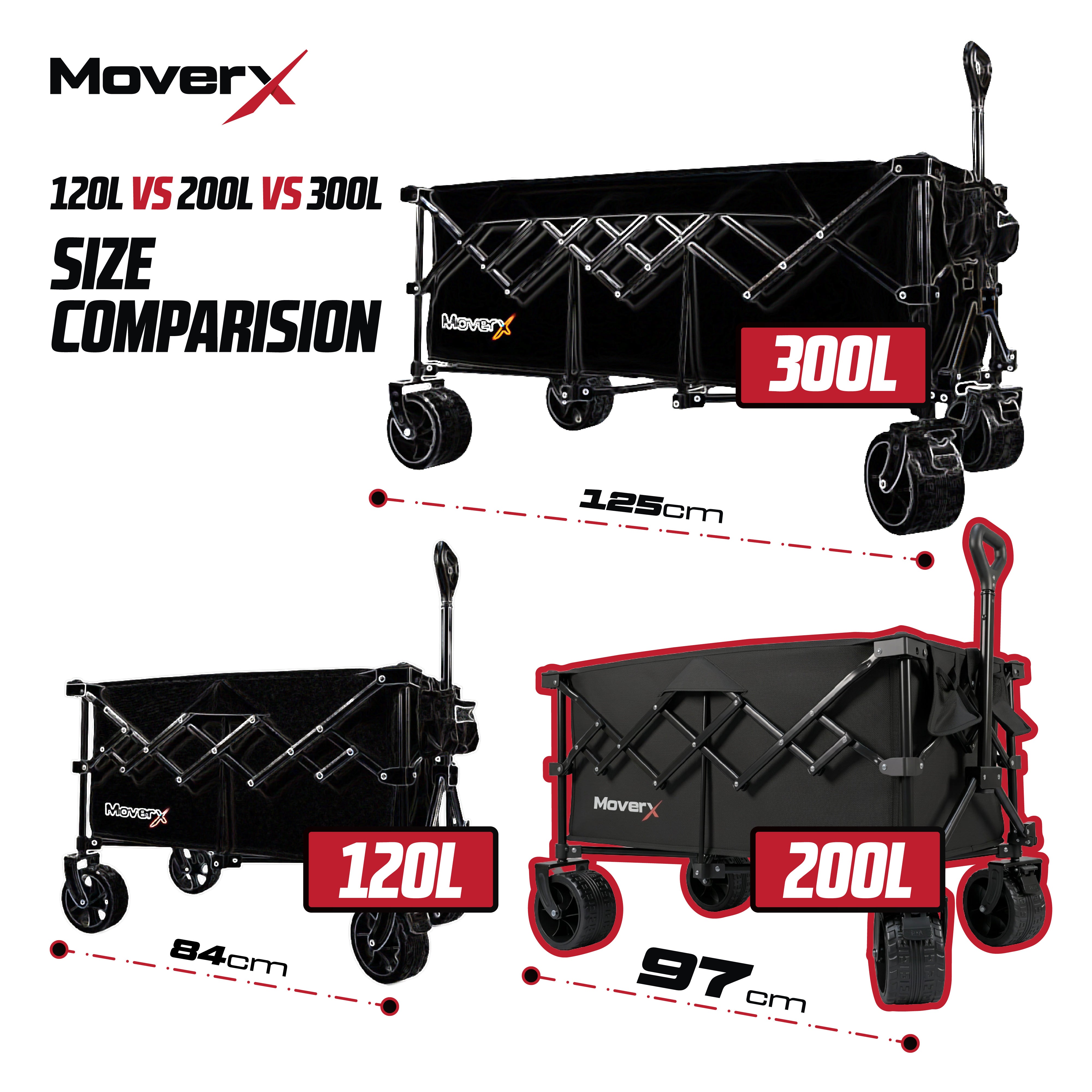MoverX 200L Folding Camping Trolley Festival Wagon