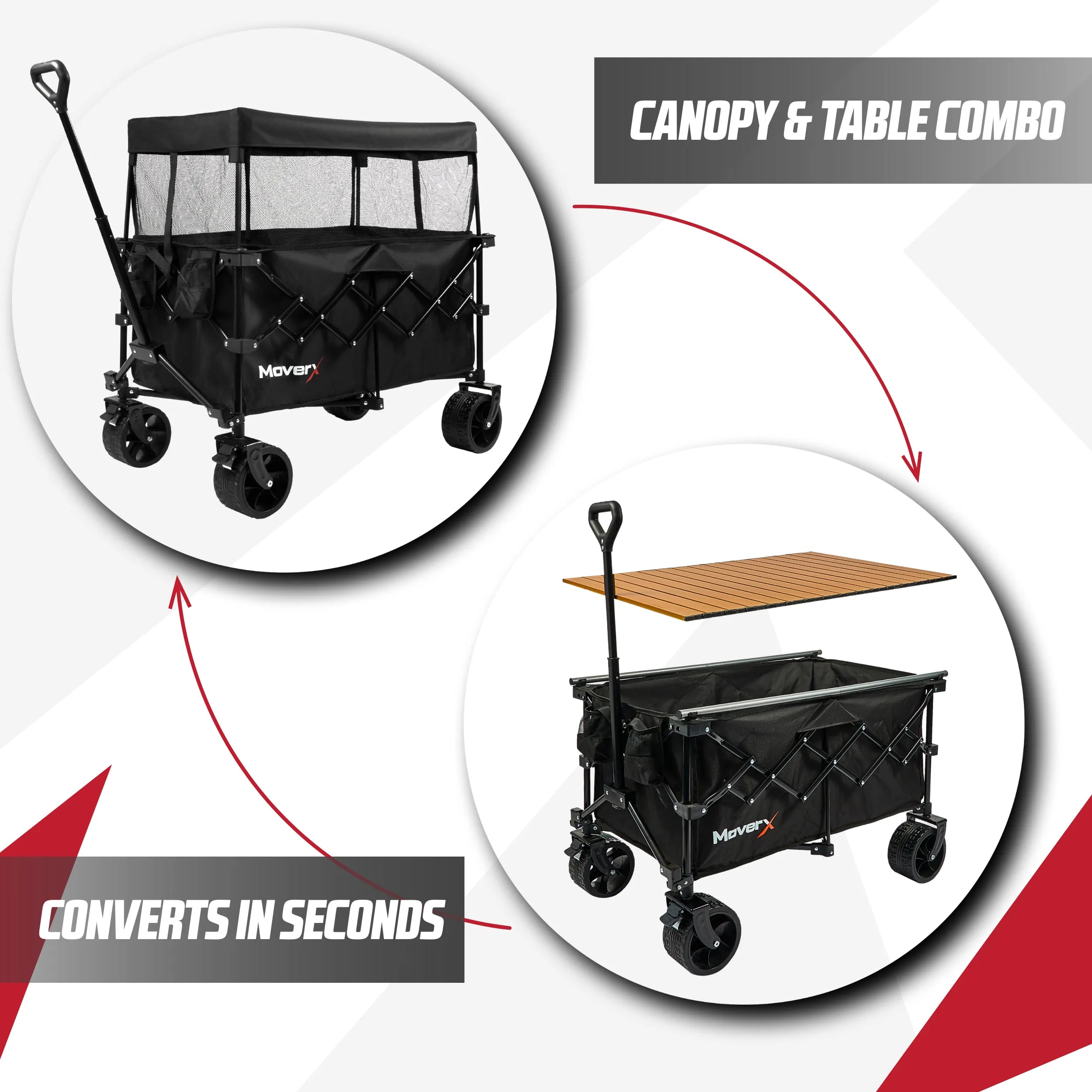 MoverX 200L Folding Festival Wagon With Canopy