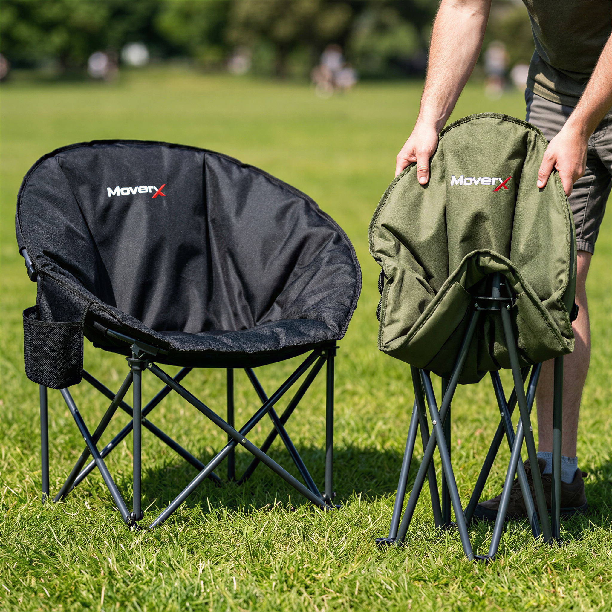 MoverX Lightweight Moon Camping Chair, Padded Armchair with Pocket