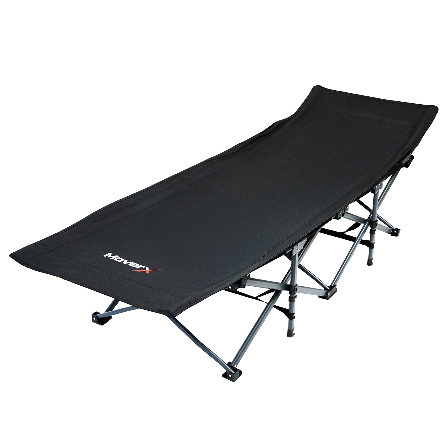 MoverX Folding Camping Bed with Mattress, Black