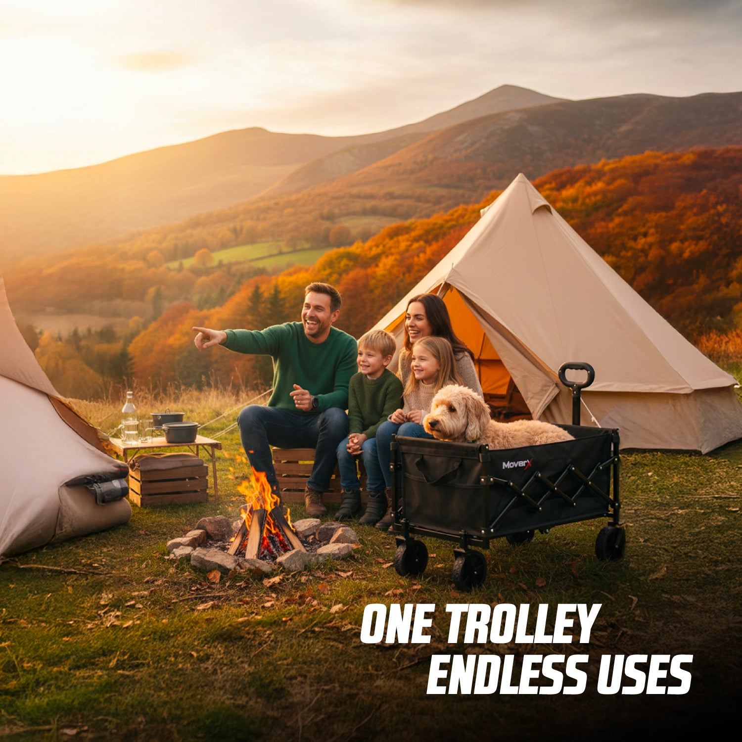 MoverX 70L Folding Camping Trolley Festival Wagon