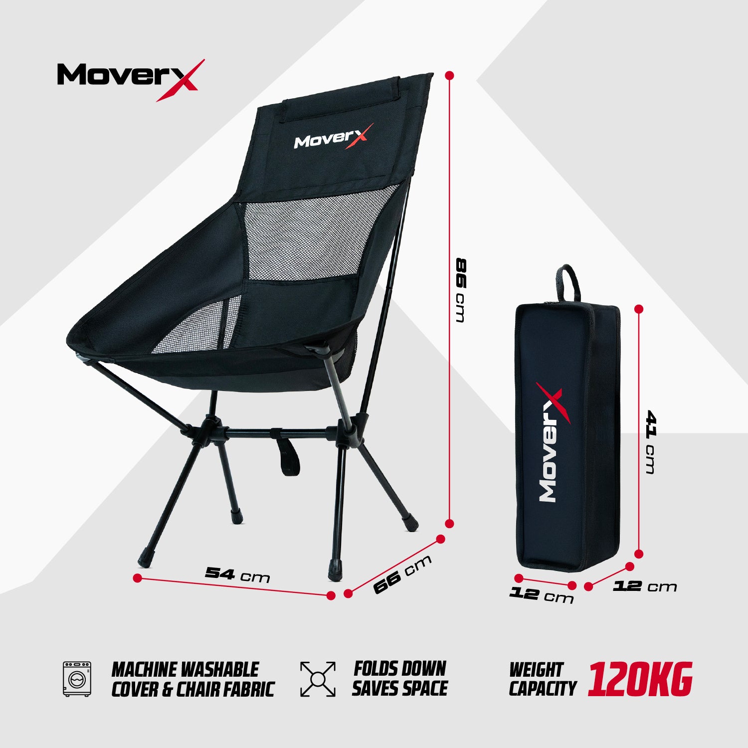 MoverX Ultra Lightweight High Back Camping Chair