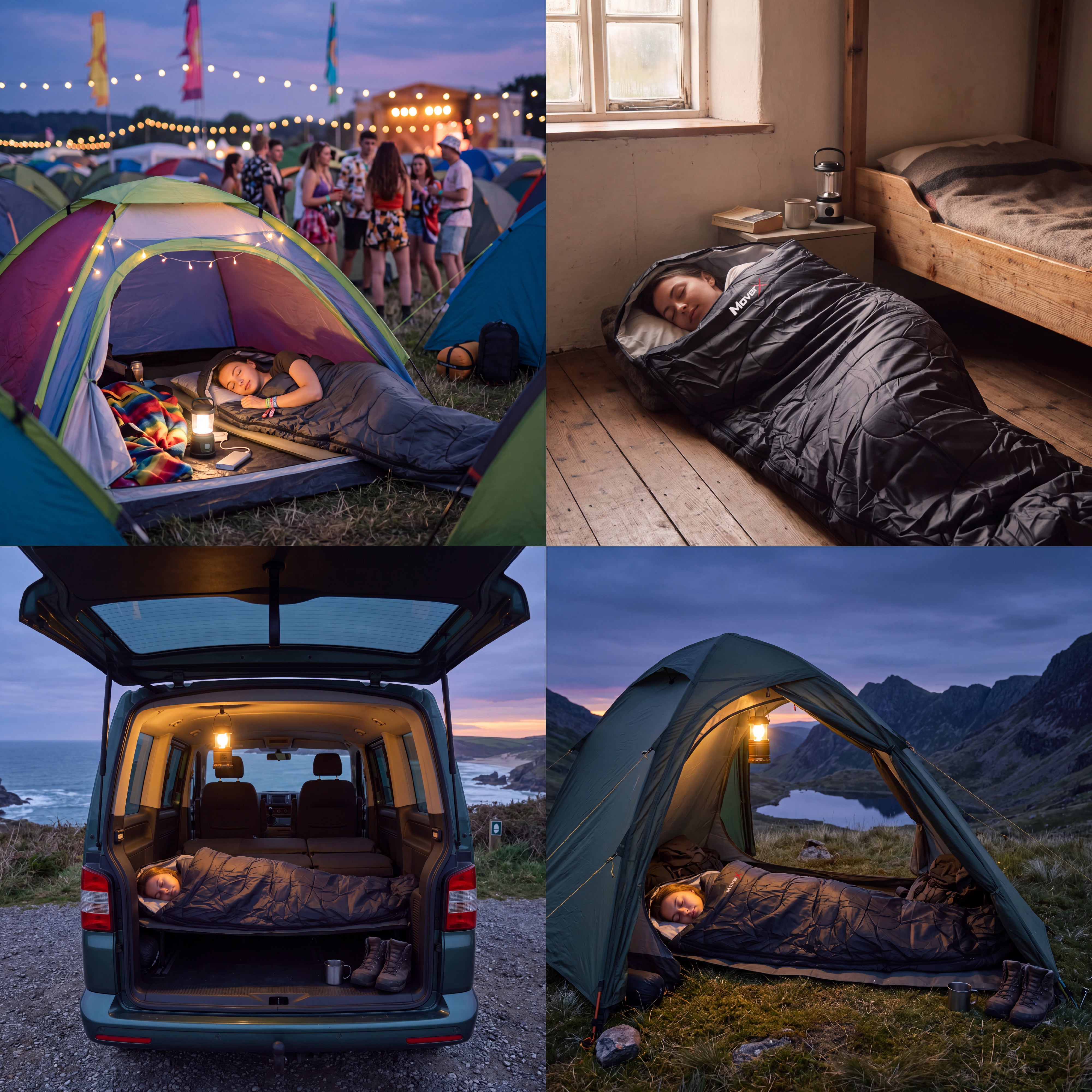 MoverX Lightweight Camping Sleeping Bag - 350 GSM Cotton Filling