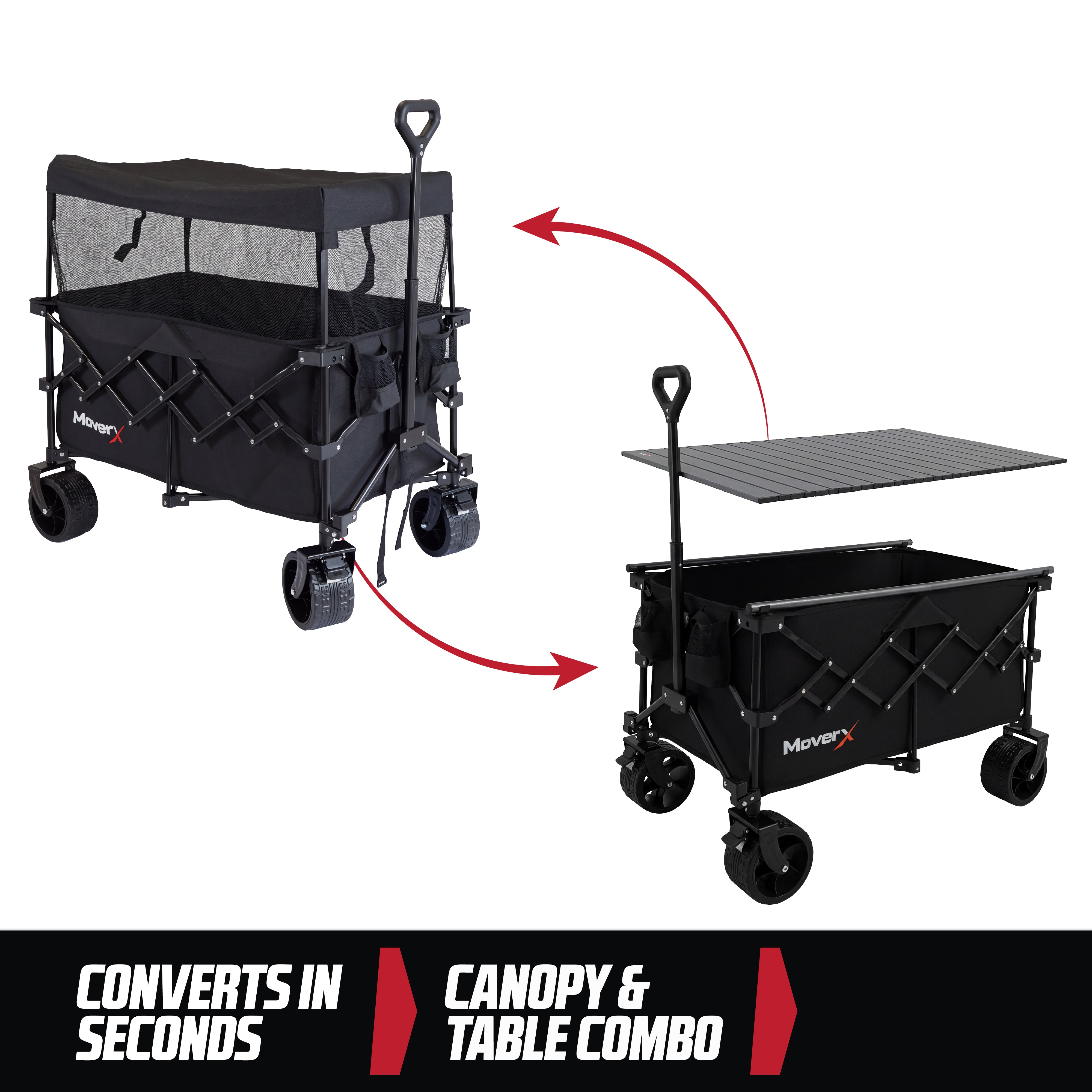 MoverX 200L/150kg Folding Festival Wagon with Canopy