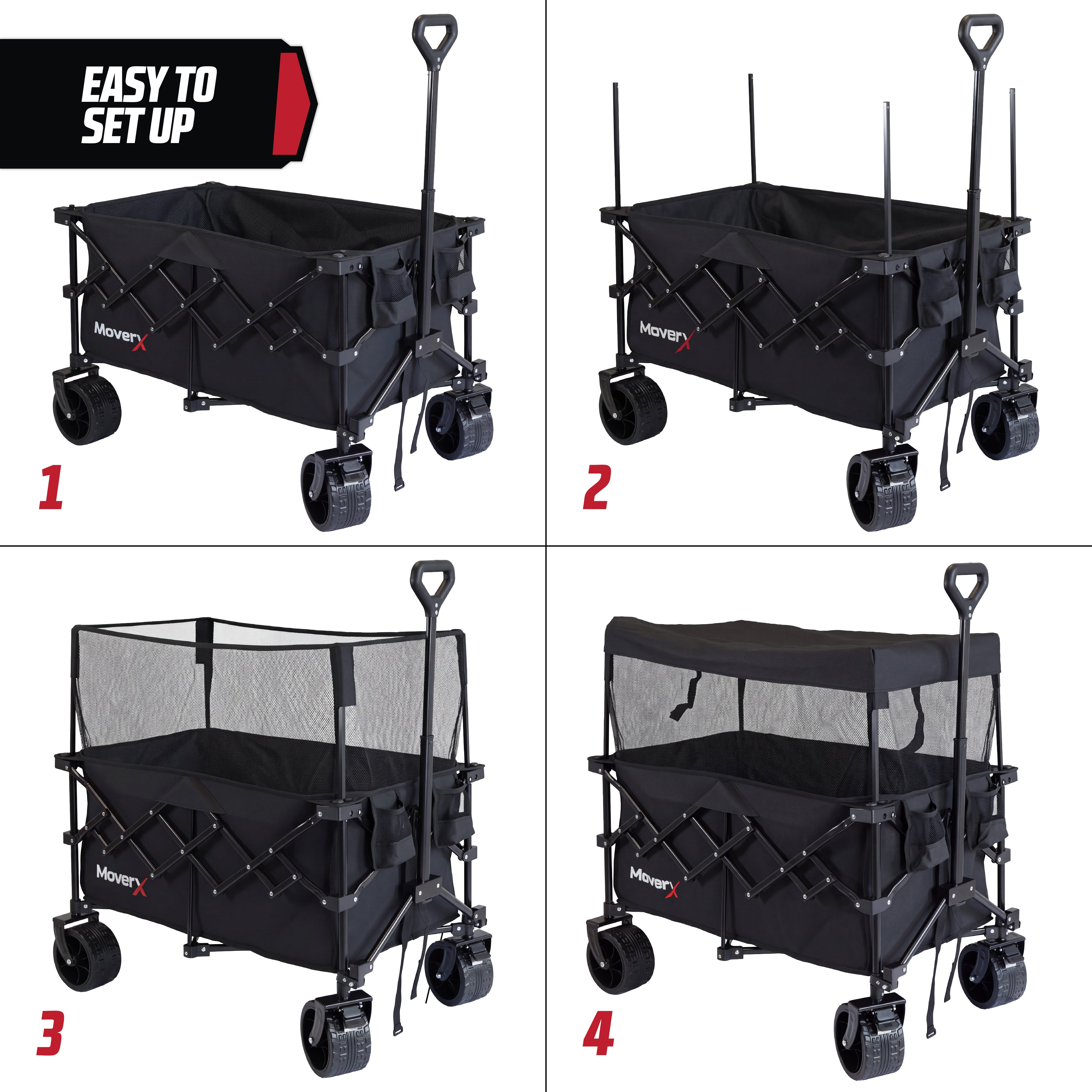 MoverX 200L/150kg Folding Festival Wagon with Canopy