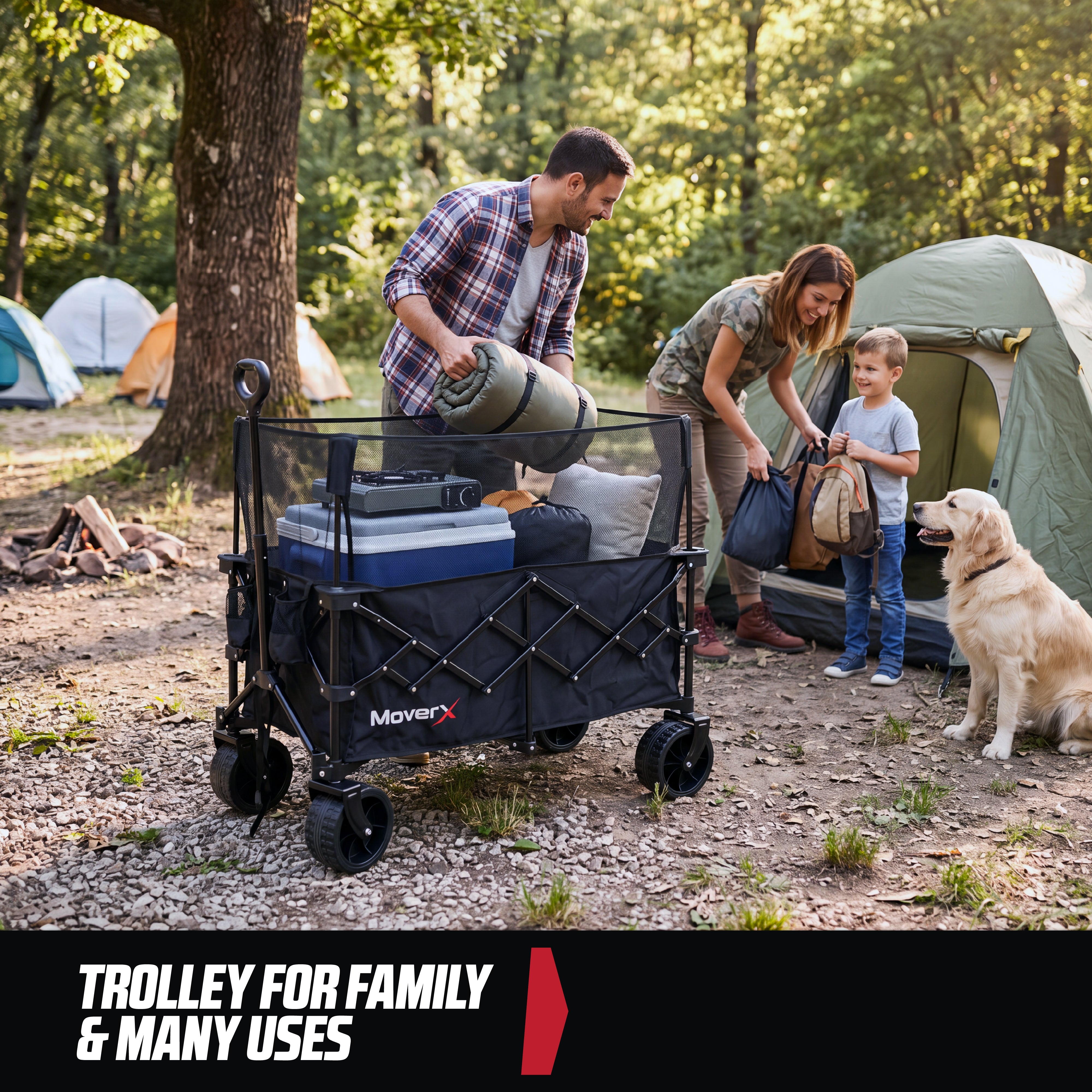 MoverX 200L/150kg Folding Festival Wagon with Canopy