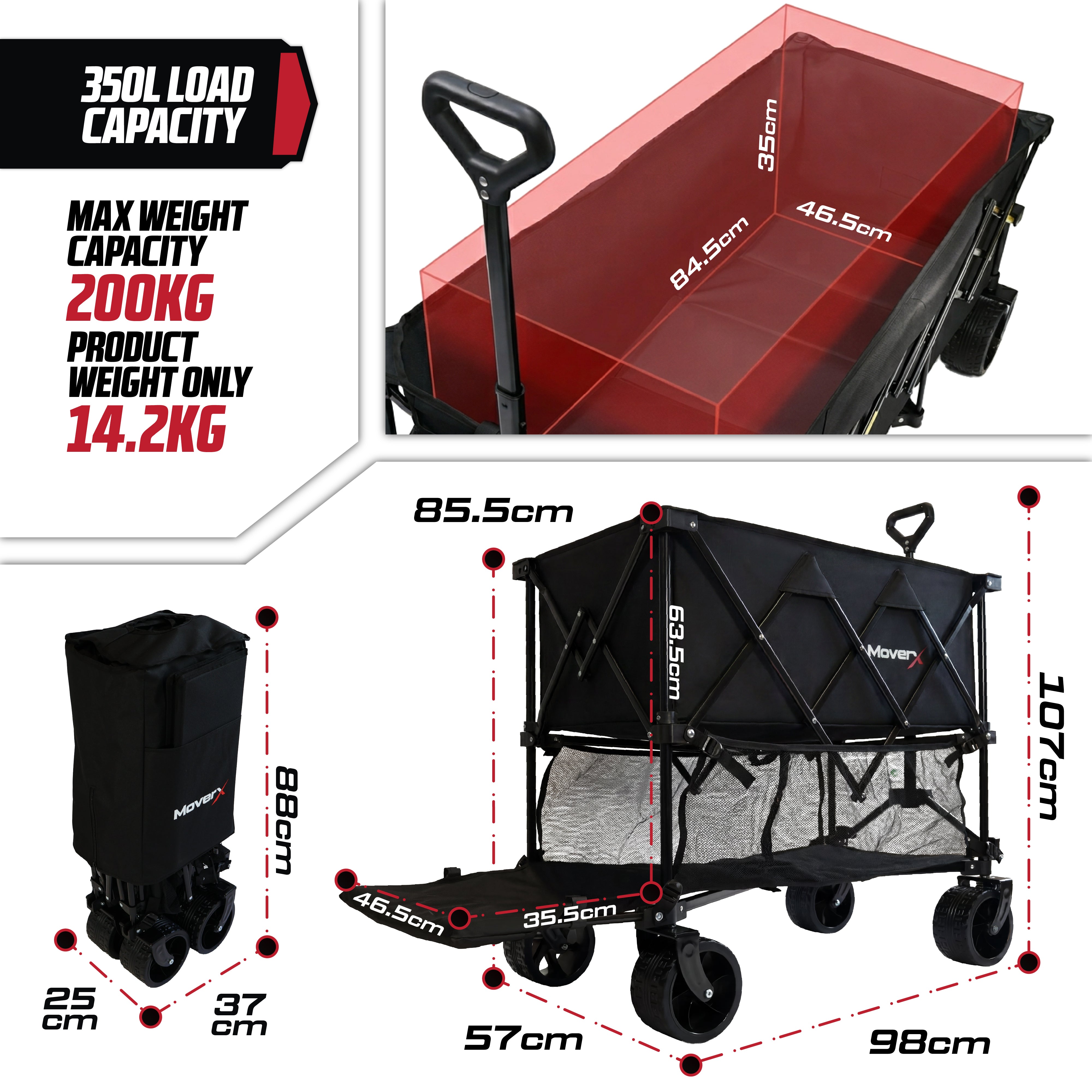 MoverX 350L/200kg Double Decker Trolley