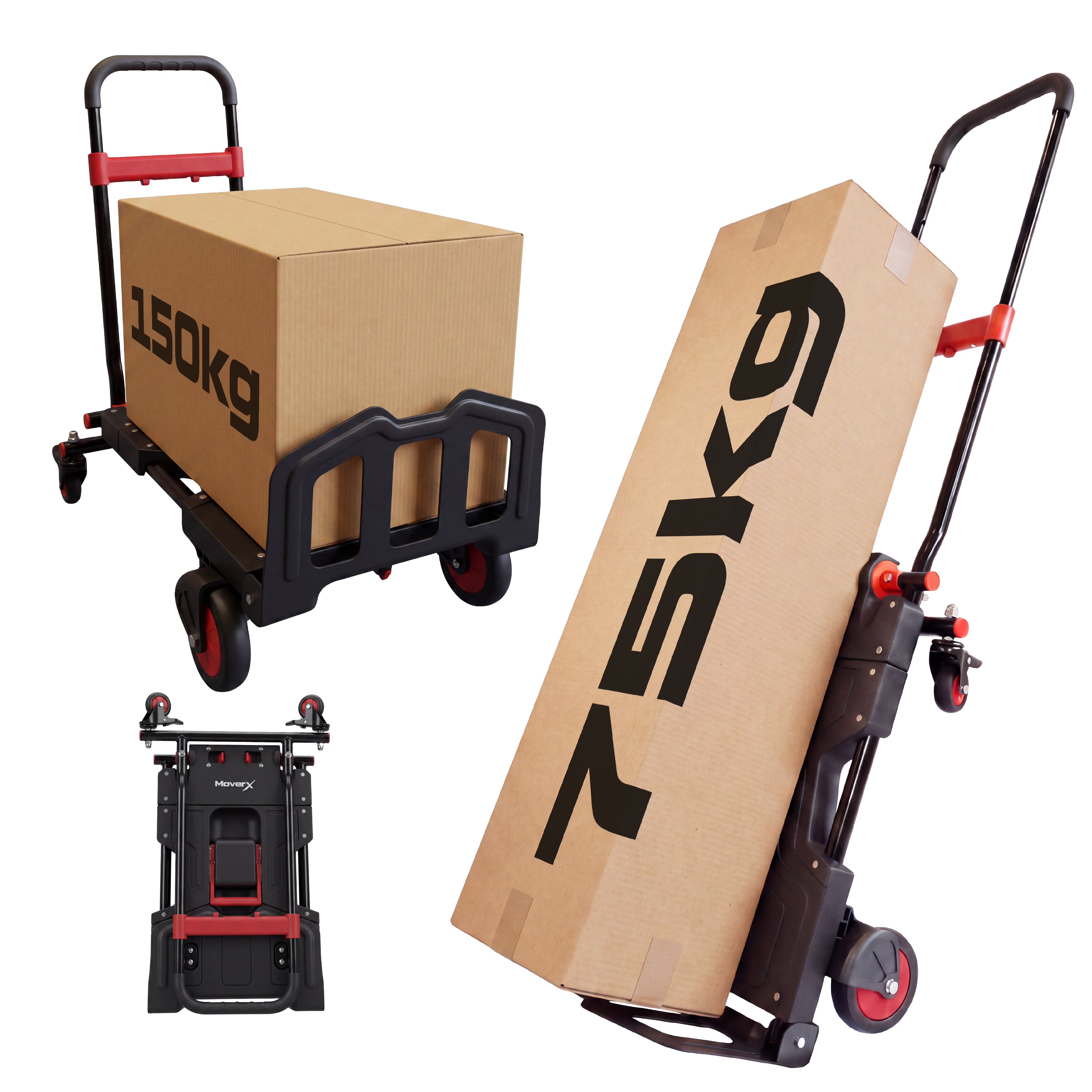 MoverX 2-in-1 Folding Sack Truck & Platform Trolley, Capacity 150kg