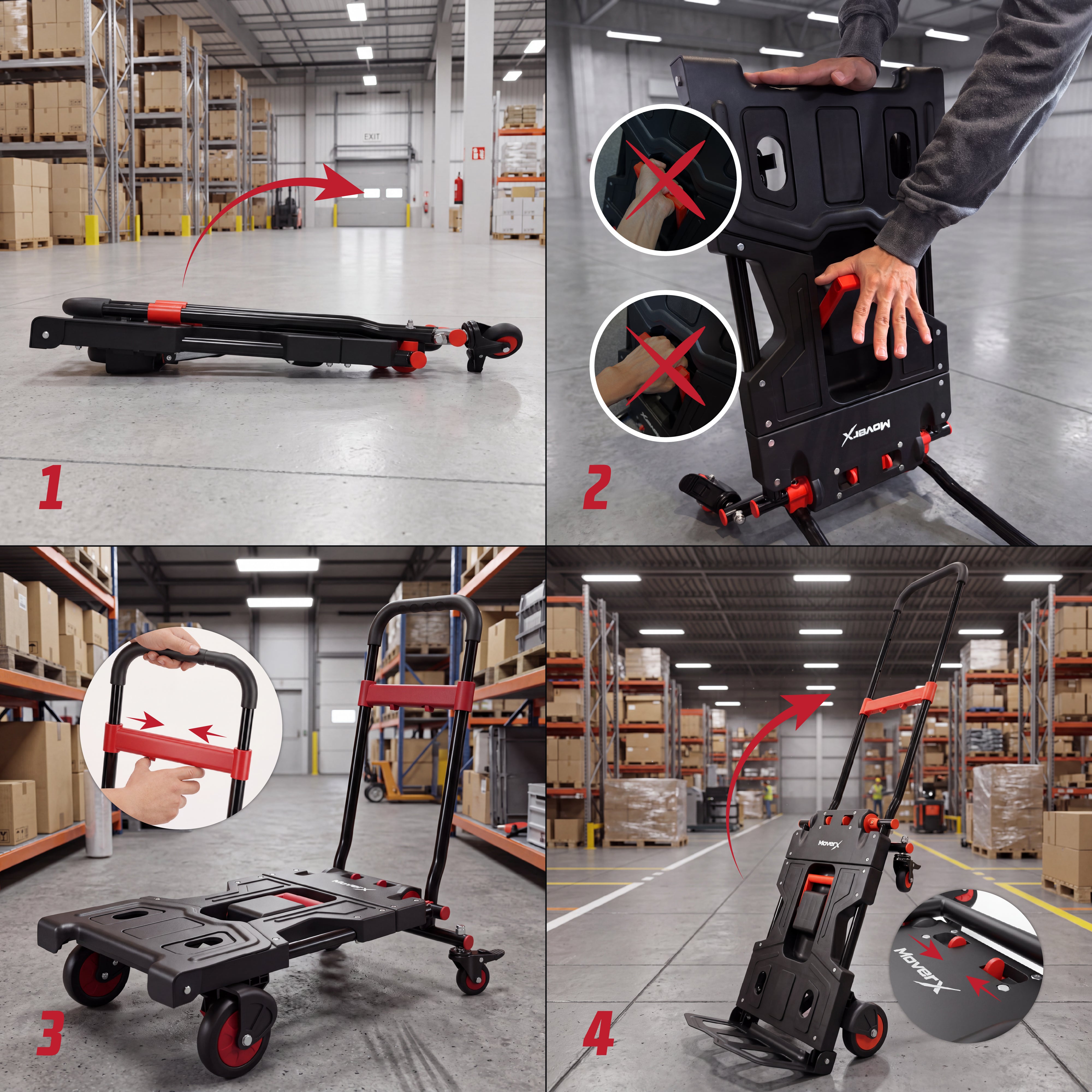 MoverX 2-in-1 Folding Sack Truck & Platform Trolley, Capacity 150kg