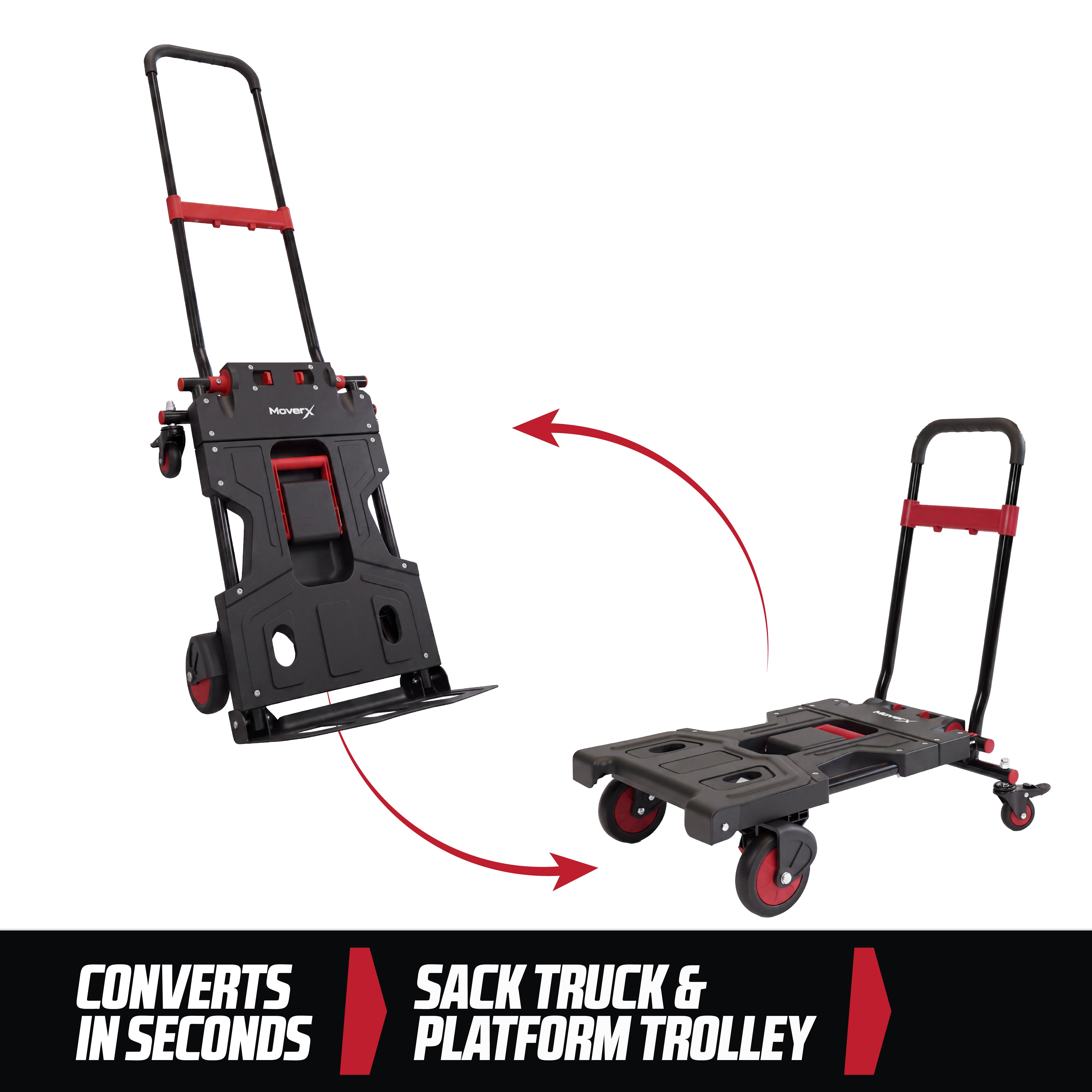 MoverX 2-in-1 Folding Sack Truck & Platform Trolley, Capacity 150kg