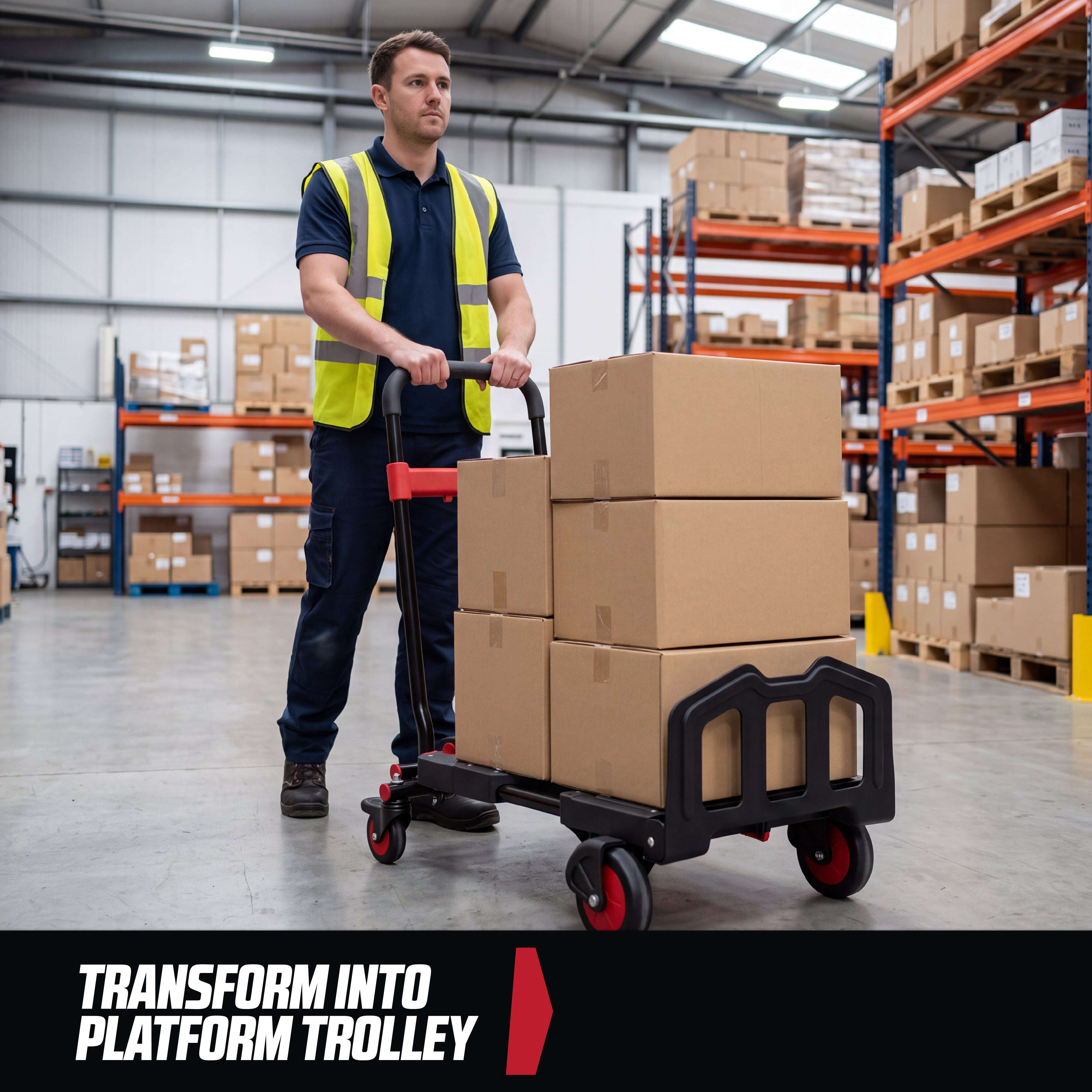 MoverX 2-in-1 Folding Sack Truck & Platform Trolley, Capacity 150kg