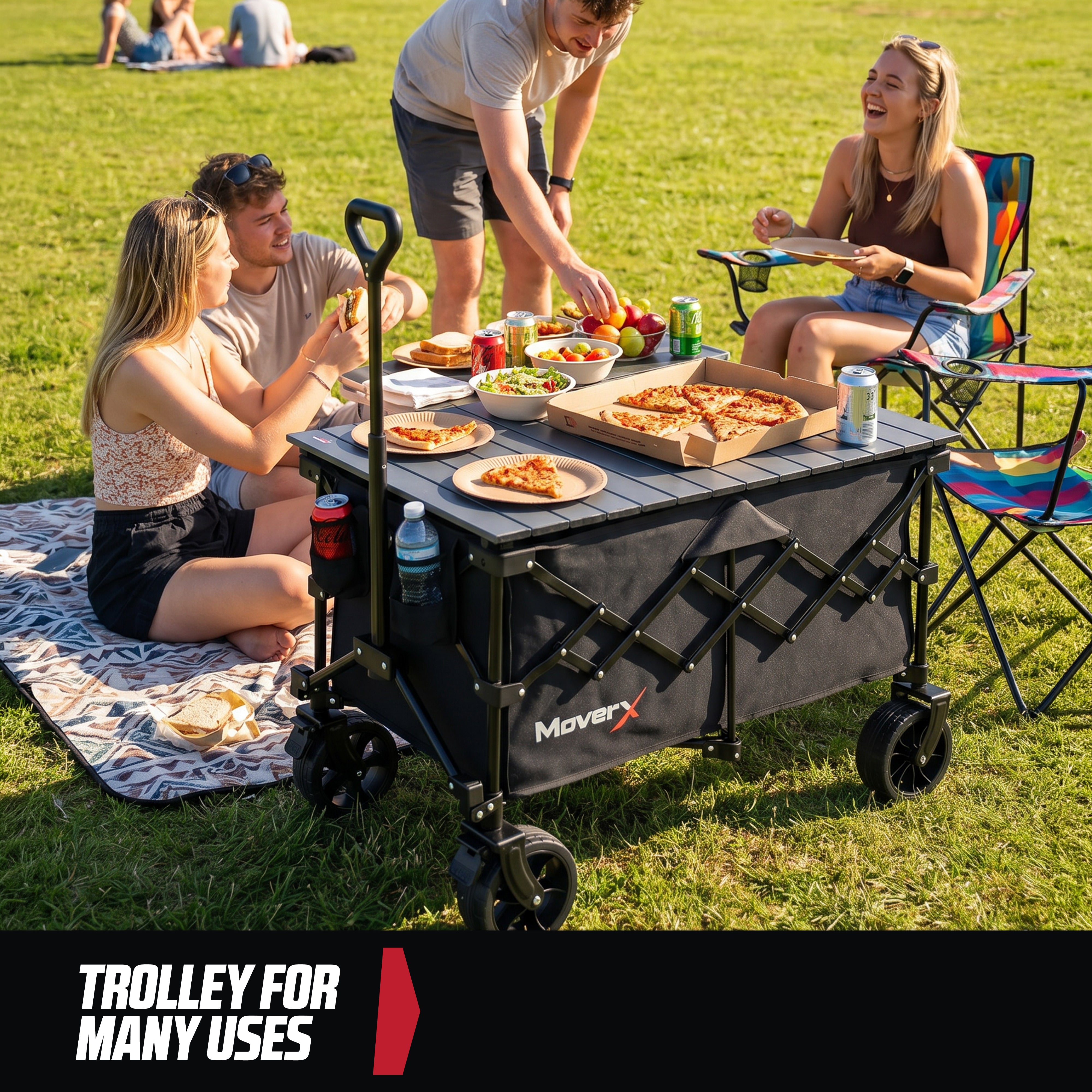 MoverX 120L/150kg Camping Tabletop Trolley - Black