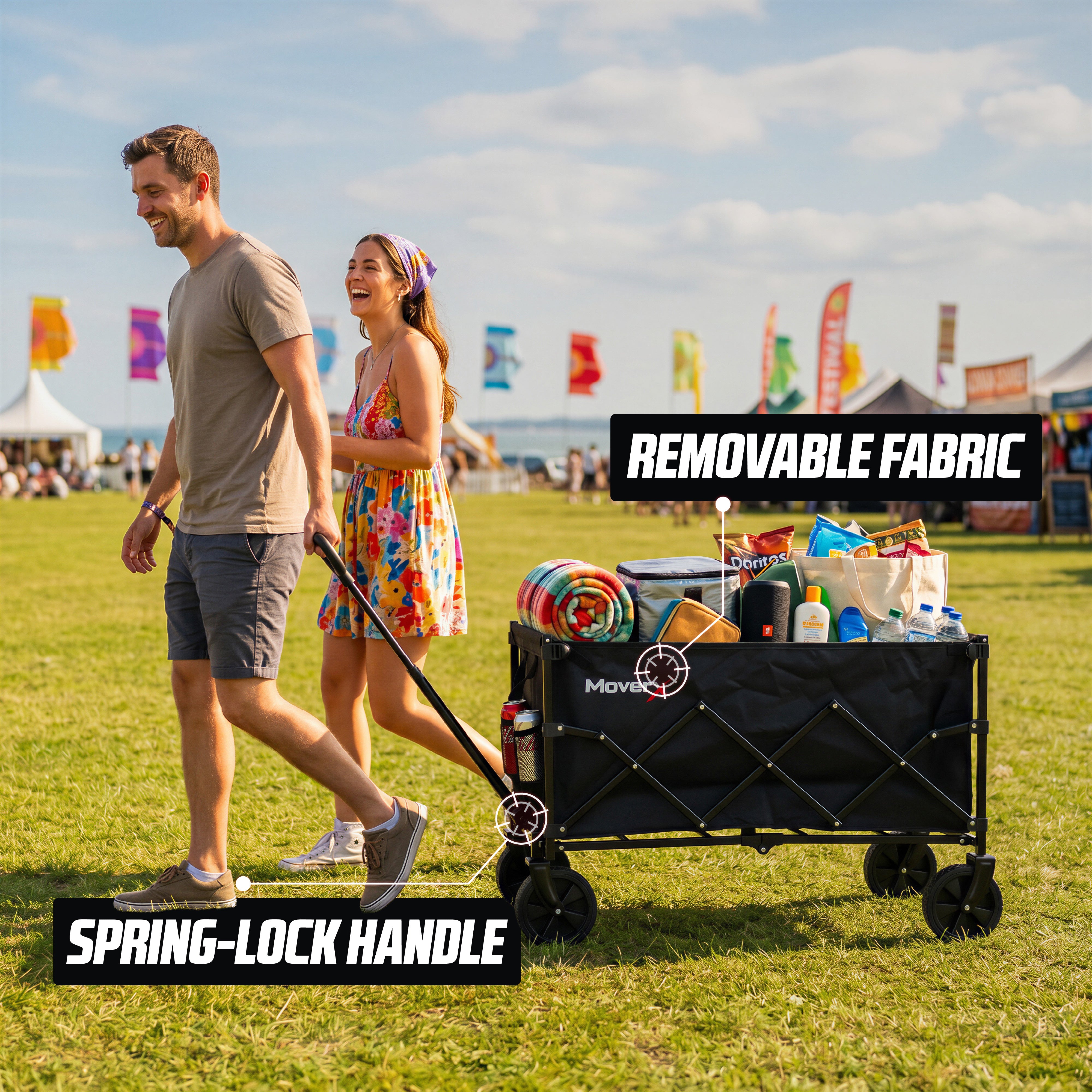 MoverX 150L Folding Camping Trolley Festival Wagon