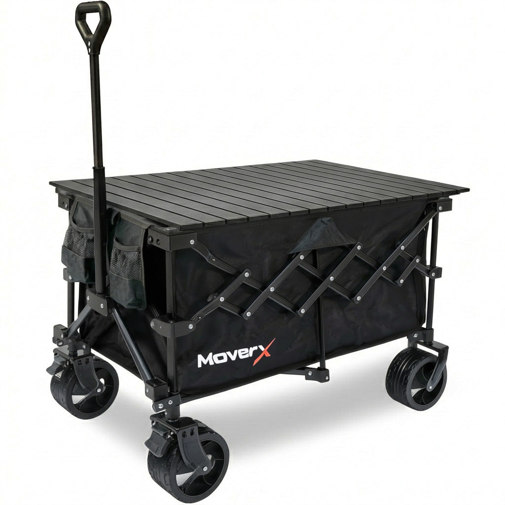 MoverX 200L Folding Camping Table Trolley & Wagon - Black