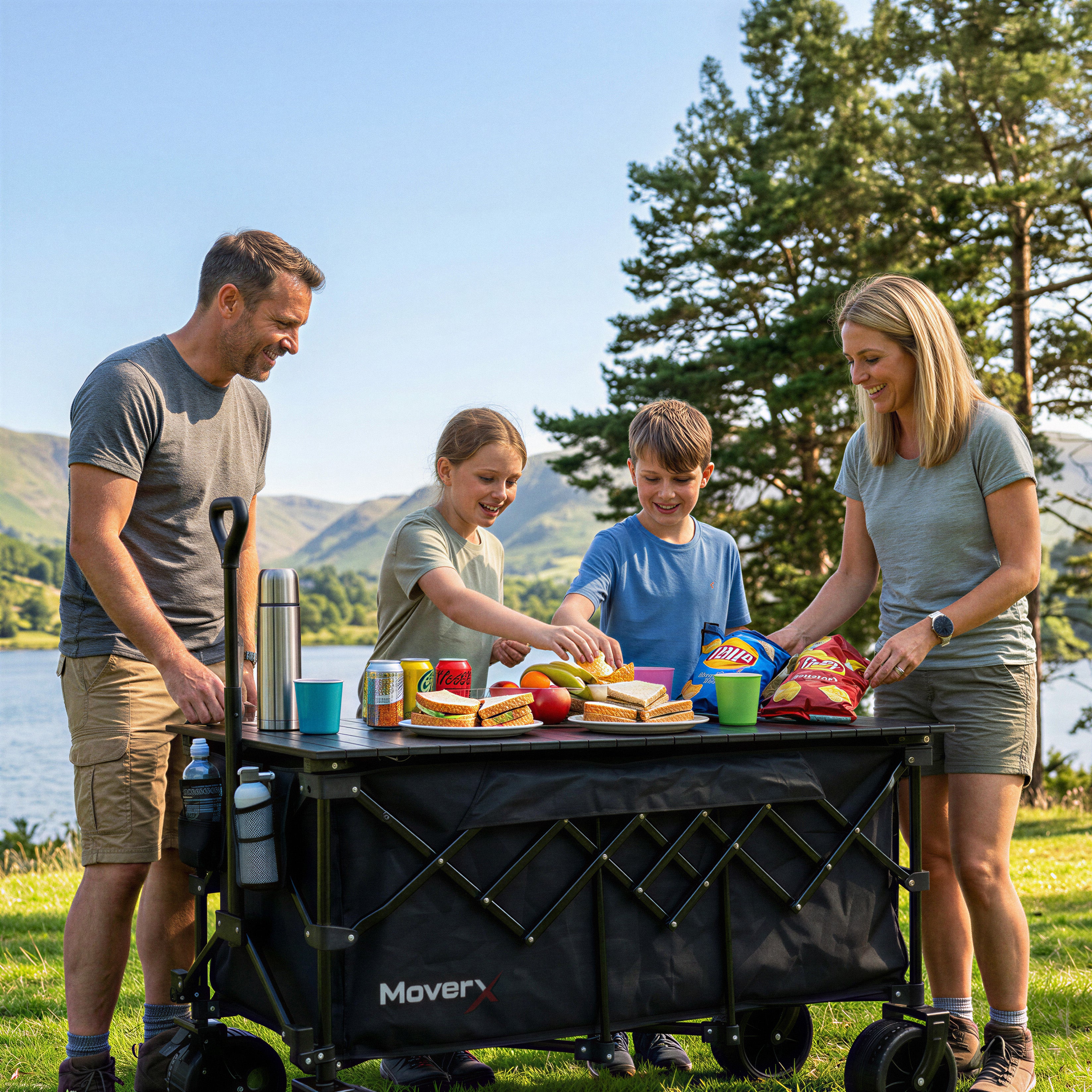 MoverX Festival Wagon Folding Trolley - Black Tabletop Edition
