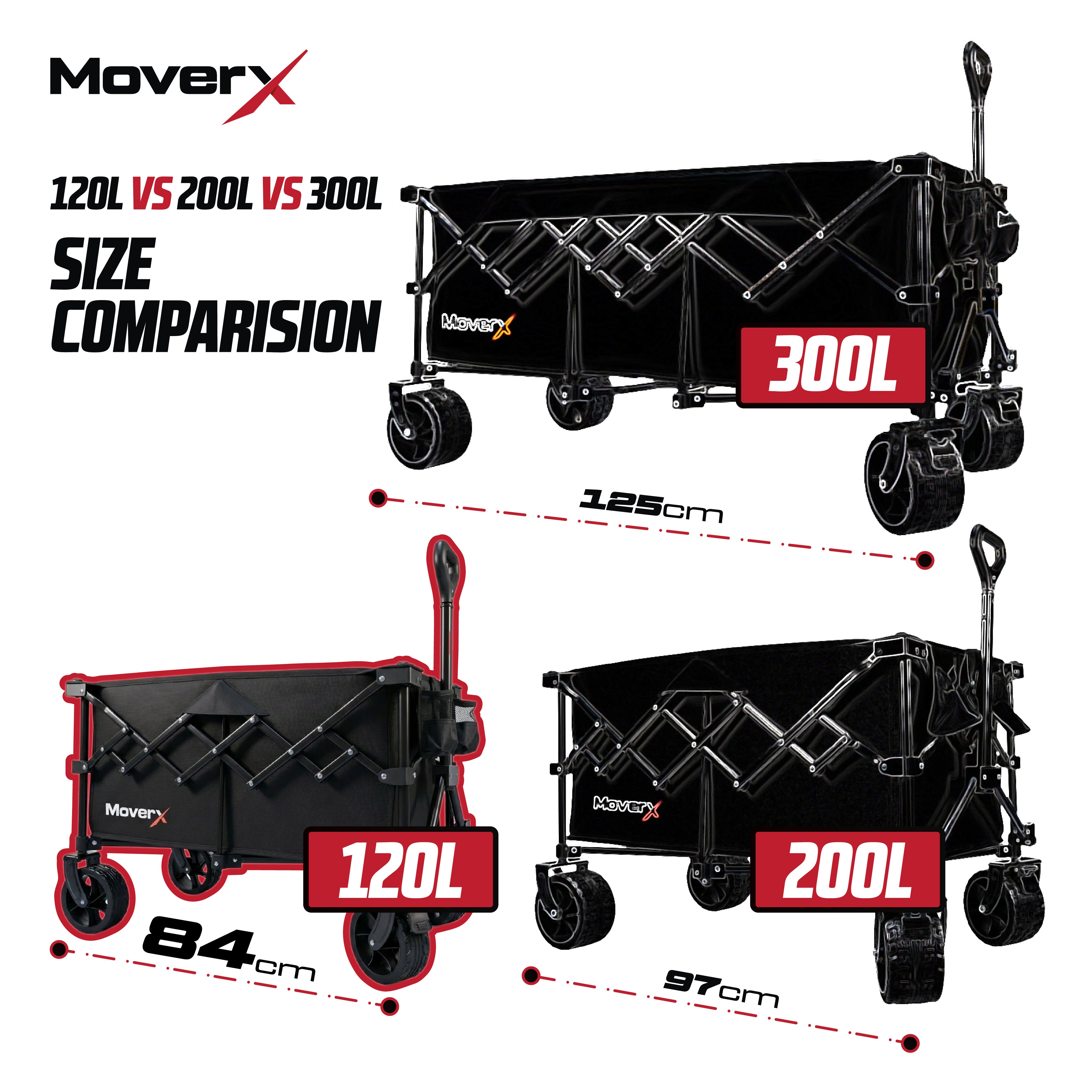MoverX 120L Folding Camping Trolley Festival Wagon