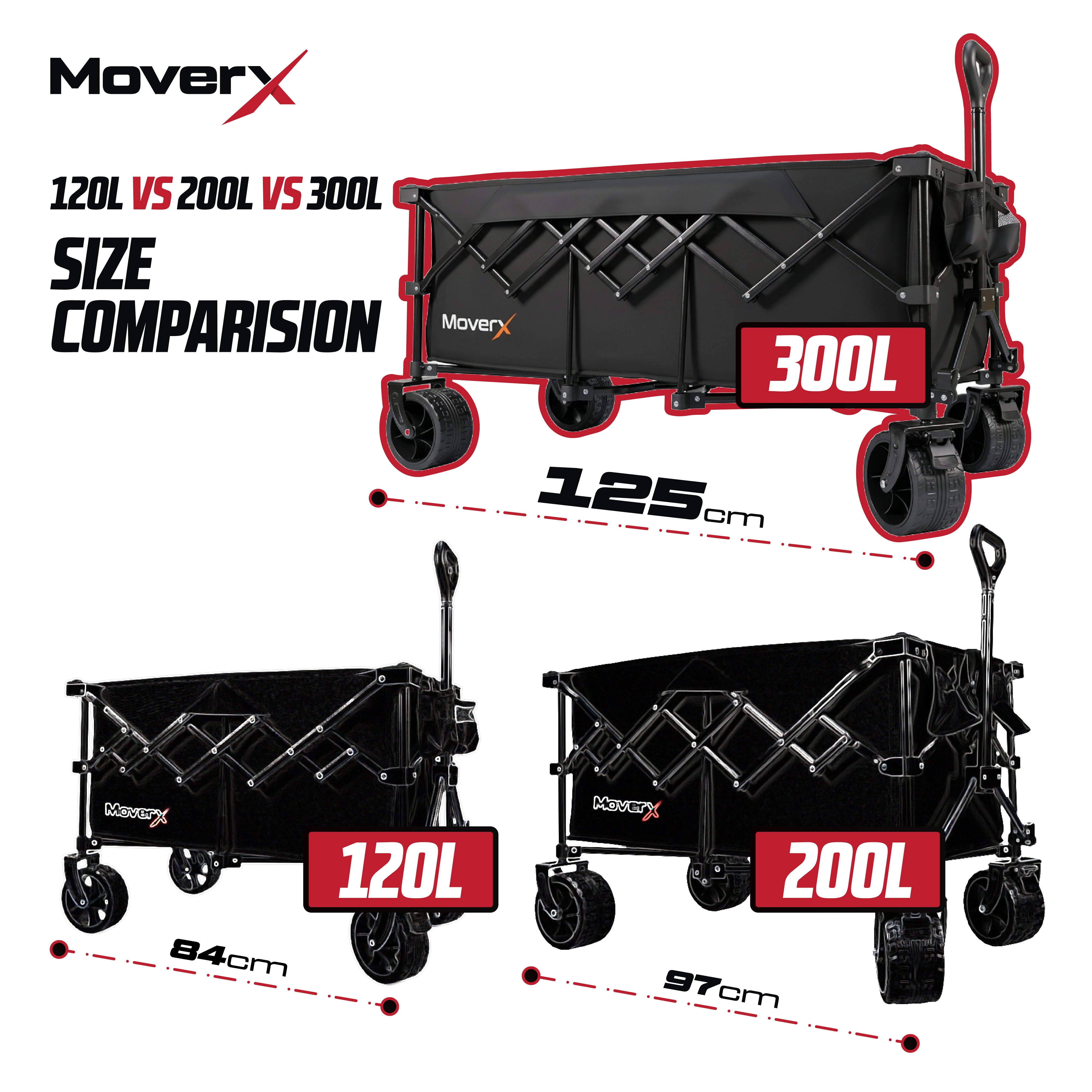 MoverX 300L Folding Camping Trolley Festival Wagon